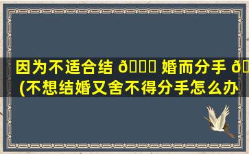 因为不适合结 🐘 婚而分手 🌸 (不想结婚又舍不得分手怎么办)